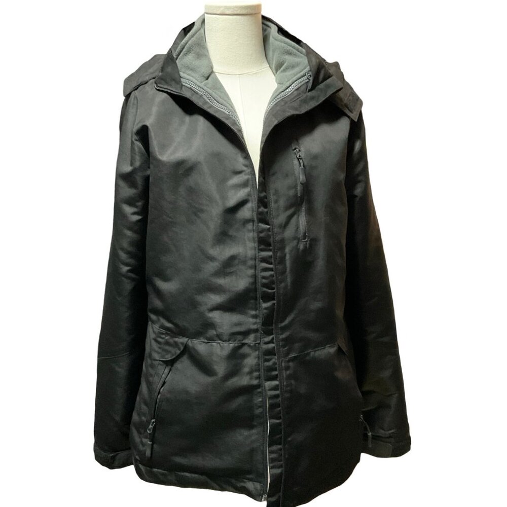 Black Hooded Jacket w/ Removeable Inner Fleece Jacket